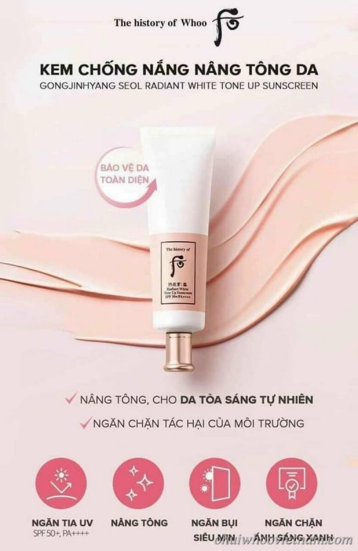 Bộ Kem Chống Nắng Whoo Radiant White Tone Up Sunscreen