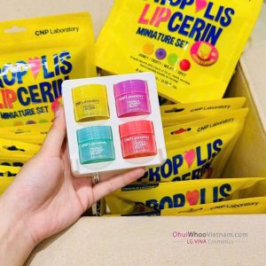 Set Son Dưỡng Môi CNP Propolis Lipcerin Miniature Set Dưỡng Ẩm Môi Căng Bóng 4.5ml x4ea