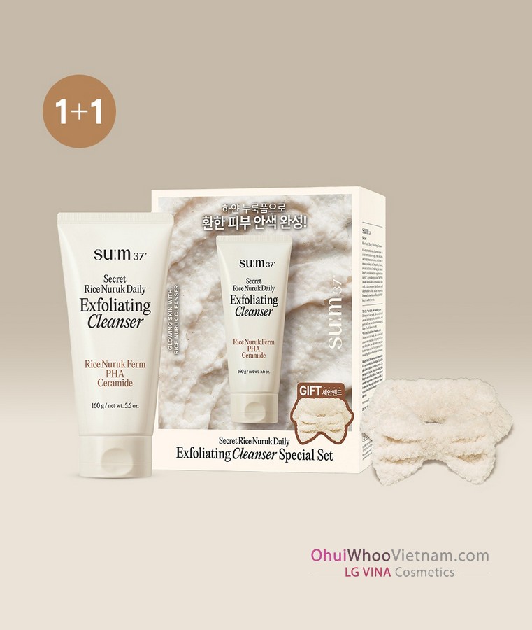 Sữa Rửa Mặt Gạo Su:m37 Secret Rice Nuruk Daily Exfoliating Cleanser 160g: Tẩy Tế Bào Chết Hằng Ngày