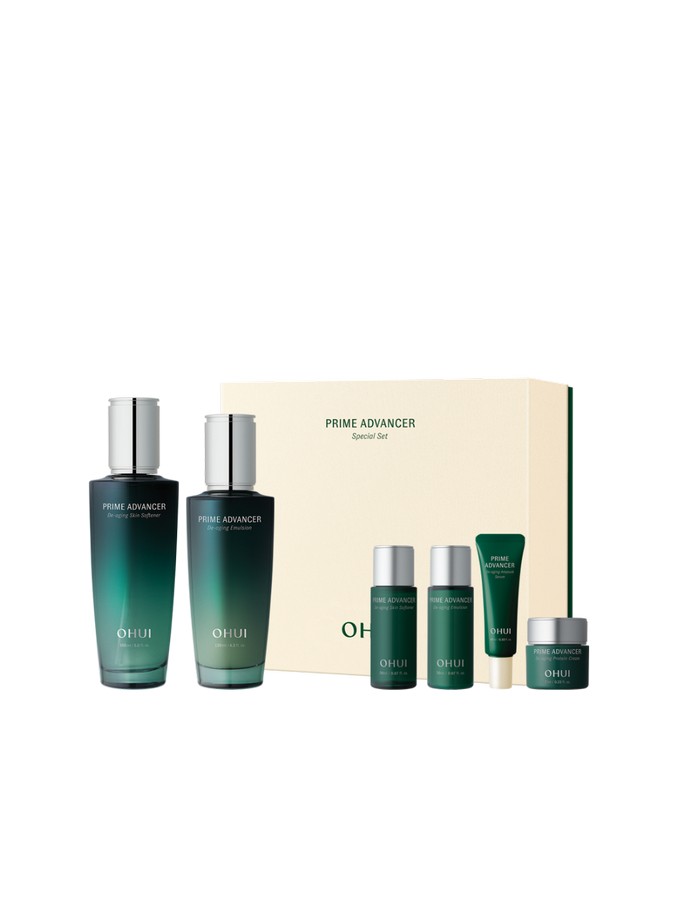 SET OHUI PRIME ADVANCER Xanh 2Pcs: Bí Quyết Căng Bóng, Ngăn Ngừa Lão Hóa